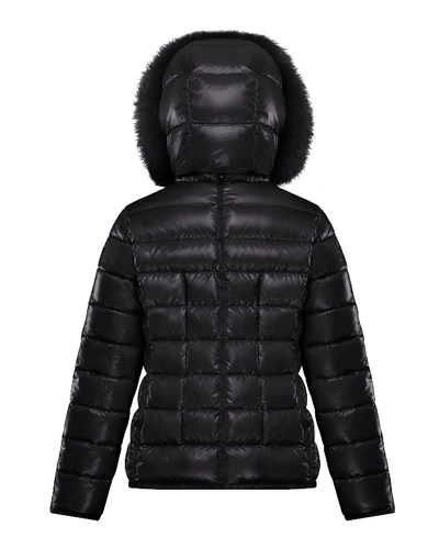 Shop Moncler Armoise Quilted Nylon Puffer Jacket W/ Fur Trim In Black