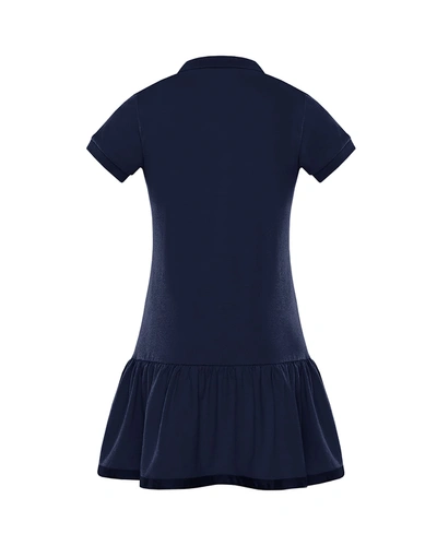 Shop Moncler Girl's Piquet Stretch Polo Dress In Blue