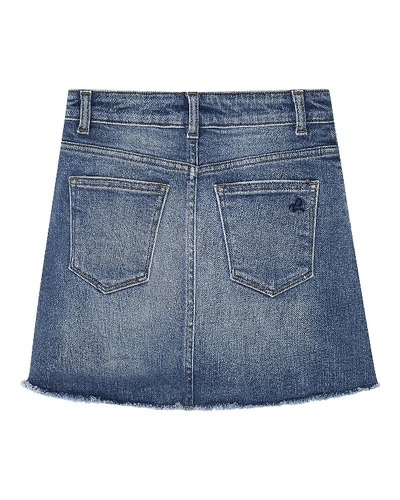 Shop Dl Premium Denim Girls' Jenny Raw-edge Denim Mini Skirt In Blue