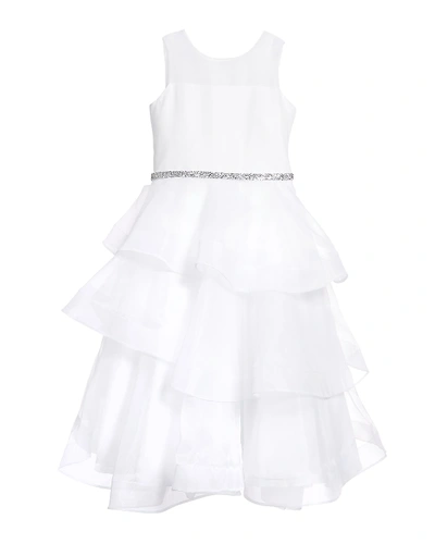 Shop White Label By Zoe Girl's Ella Organza Tiered Dress In White