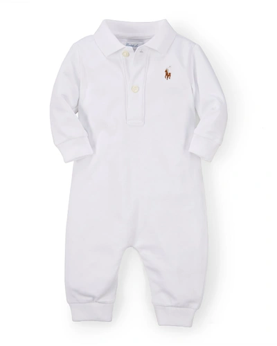 Shop Ralph Lauren Long-sleeve Pima Polo Coverall, White