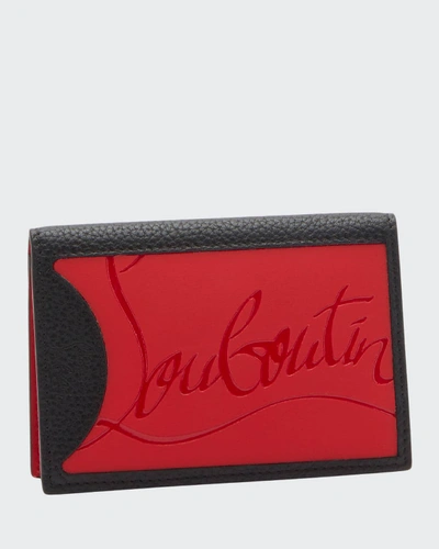 Shop Christian Louboutin Men's Empire Two-tone Leather Wallet In Black
