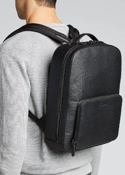 Shop Ermenegildo Zegna Men's Stuoia Leather Backpack In Black