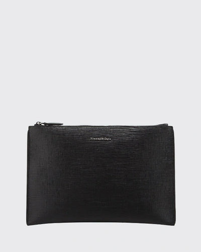 Shop Ermenegildo Zegna Men's Studio Leather Pouch In Black