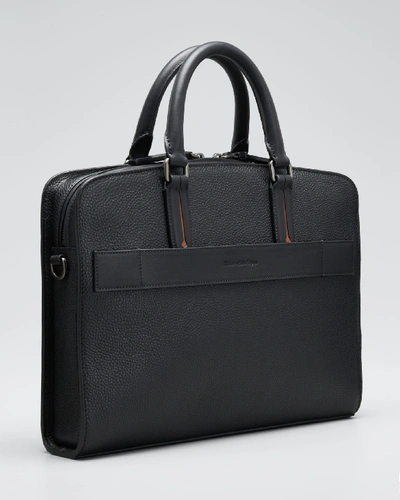 Shop Ermenegildo Zegna Men's Blazer Leather Briefcase In Black