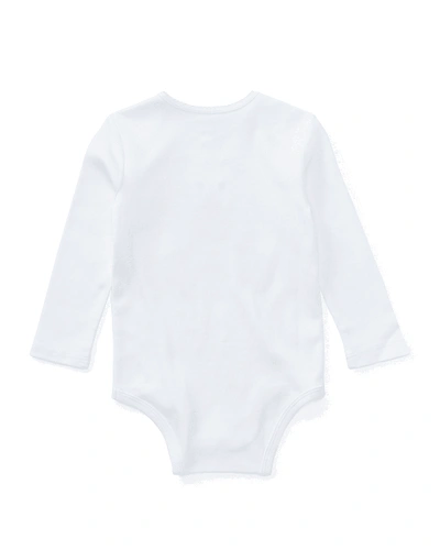 Shop Ralph Lauren Polo Bear Embroidered Long-sleeve Bodysuit In White