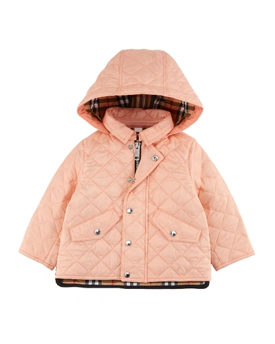 Shop Burberry Ilana Quilted Hooded Coat In Pink