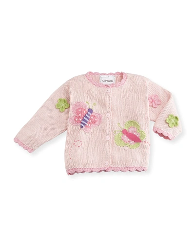 Shop Art Walk Butterflies Cotton Button-front Sweater, Pink