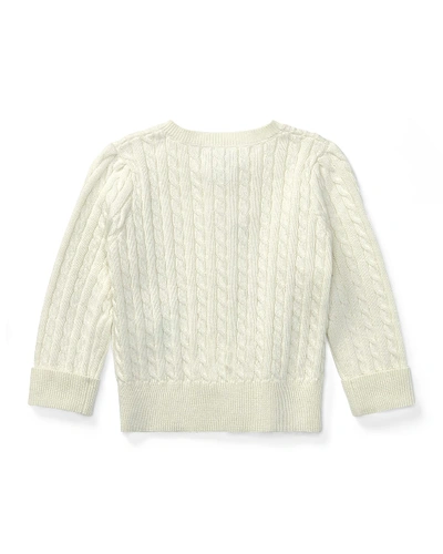 Shop Ralph Lauren Cable Knit Cotton Cardigan In White