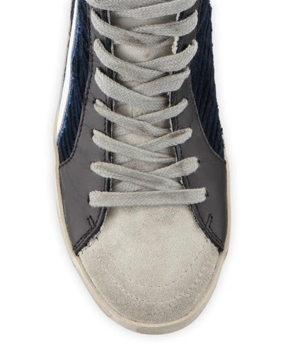 Shop Golden Goose Boy's Slide High-top Corduroy Sneakers, Toddler/kids In Blue