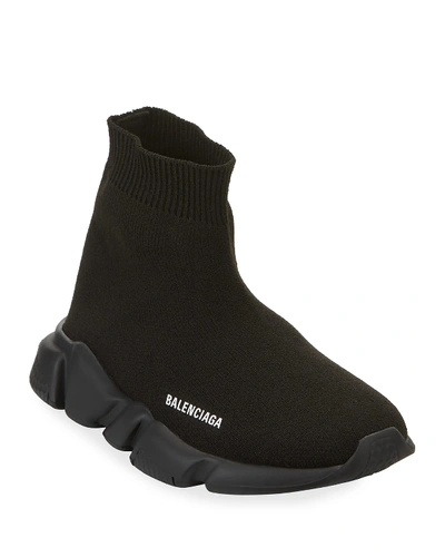 Balenciaga Kids' Speed Recycled Knit Sneakers In Black | ModeSens