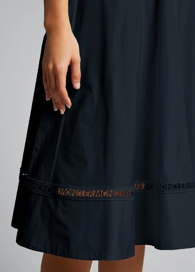 Shop Moncler A-line Logo Stripe Dress In Royal