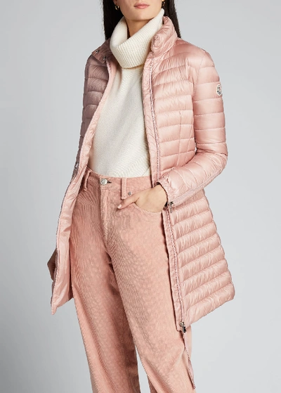 Shop Moncler Sable Channel-quilt Puffer Coat In Pink