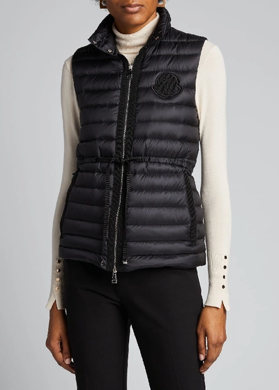 Shop Moncler Azur Adjustable Puffer Vest In Black