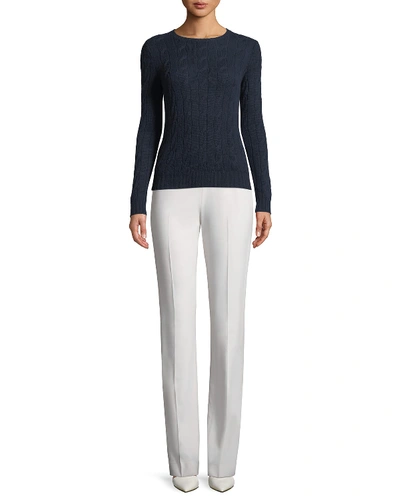 Shop Ralph Lauren Alandra Straight-leg Wool Pants In Ivory