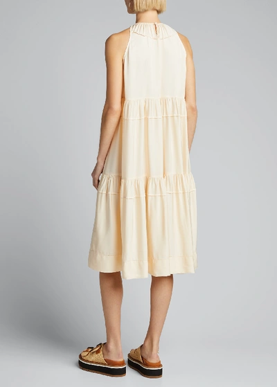 Shop Rosetta Getty Tiered Ruffle Halter Dress In White
