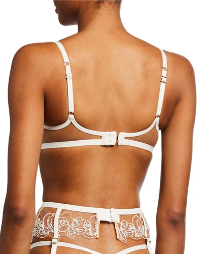 Shop Agent Provocateur Lindie Floral-tulle Half-cup Bra In Ivory