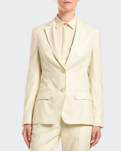 Shop Agnona Single-breasted Wool Jacket In Ivory
