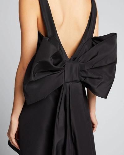 Shop Carolina Herrera V-neck A-line Mini Dress W/ Back Bow Detail In Black