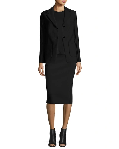 Shop The Row Rabina Scuba Pencil Midi Skirt, Black