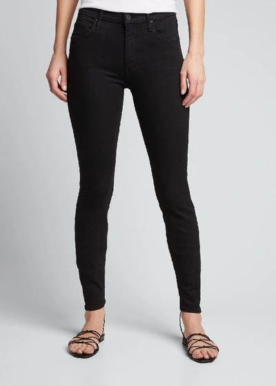 Shop Mother The Looker Skinny Ankle Jeans In Black