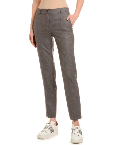 Shop Agnona Flannel Wool Tapered Classic Pants In Gray
