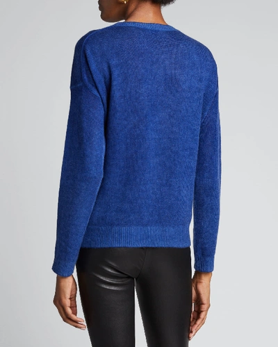 Shop Majestic Featherweight Relaxed Cashmere Top In Dark Blue