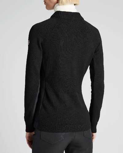 Shop Moncler Colorblock Knitted Turtleneck Sweater In Gray