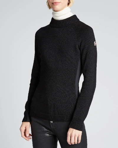 Shop Moncler Colorblock Knitted Turtleneck Sweater In Gray