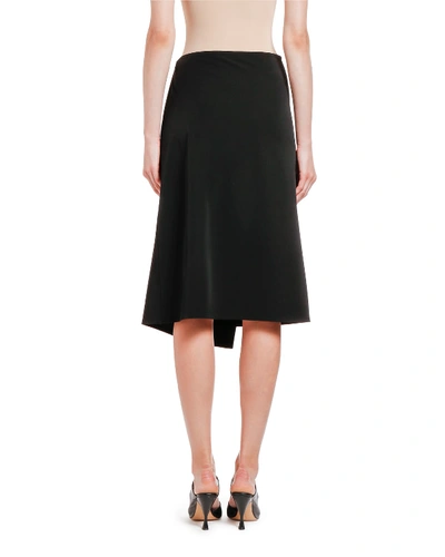 Shop Bottega Veneta Draped Wrap-front Gabardine Skirt In Black