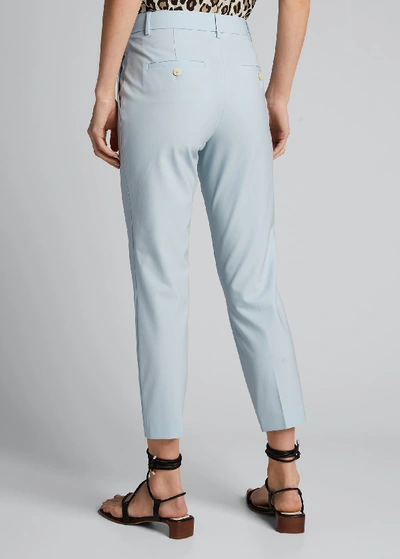 Shop Theory Treeca Skinny-leg Cropped Traceable Wool Suiting Pants In Sky