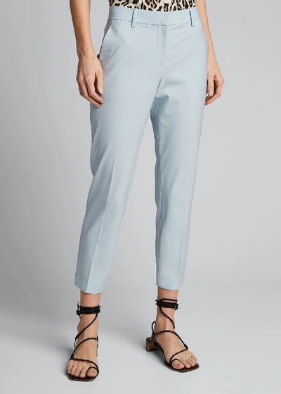 Shop Theory Treeca Skinny-leg Cropped Traceable Wool Suiting Pants In Sky