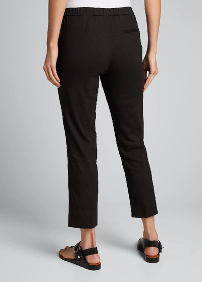 Shop Theory Treeca Good Linen Cropped Pull-on Ankle Pants In Black