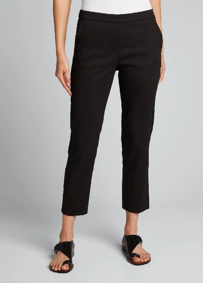 Shop Theory Treeca Good Linen Cropped Pull-on Ankle Pants In Black