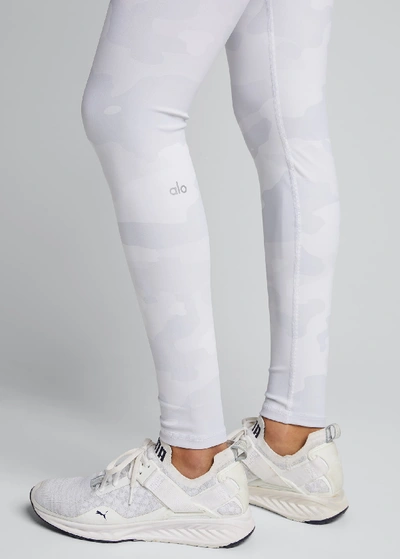 Shop Alo Yoga Vapor Camo-print High-waist Performance Leggings In White Camo