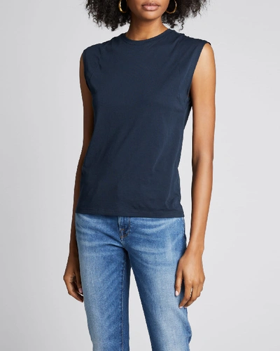 Shop Frame Le Mid Rise Muscle Tee In Blue