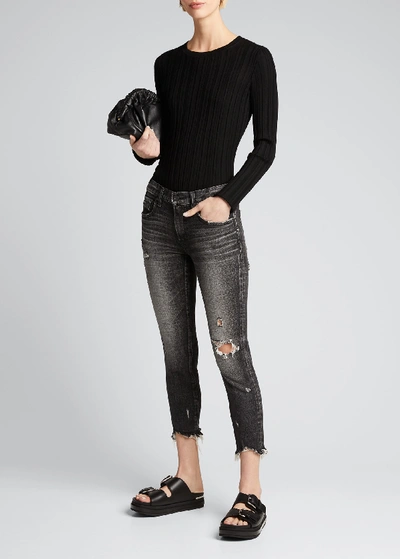 Shop Moussy Vintage Glendele Distressed Cropped Skinny Jeans In Black