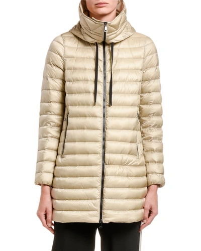 Shop Moncler Rubis Hooded Puffer Jacket In Beige