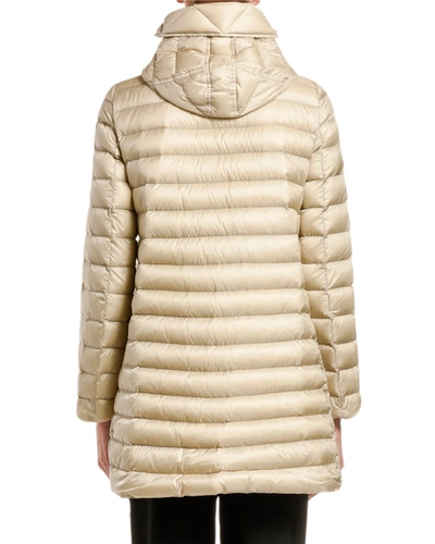 Shop Moncler Rubis Hooded Puffer Jacket In Beige