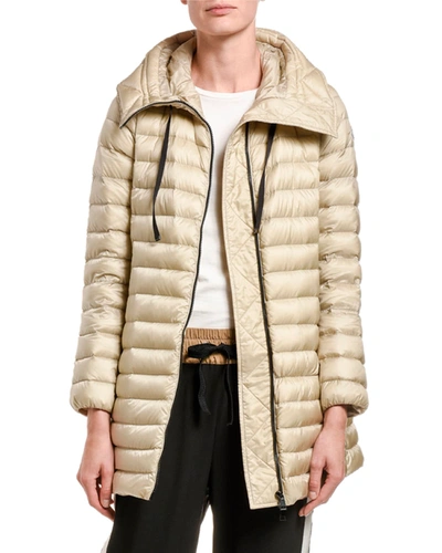 Shop Moncler Rubis Hooded Puffer Jacket In Beige