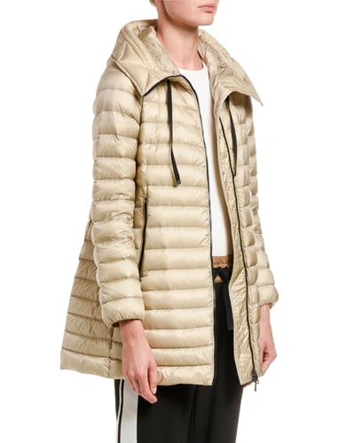 Shop Moncler Rubis Hooded Puffer Jacket In Beige