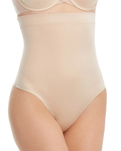 Shop Spanx Plus Size Suit Your Fancy High-waisted Thong In Champagne Beige