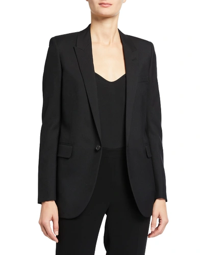 Shop Saint Laurent Wool Gabardine Classic Blazer In Black