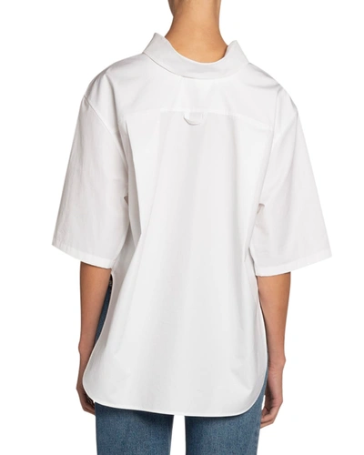 Shop Balenciaga Button-down Short-sleeve Swing Shirt In White