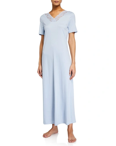 Shop Hanro Moments Short-sleeve Long Nightgown In White