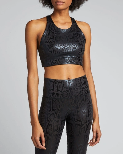 Shop Terez Obsidian Snakeskin Foil Uplift Sports Bra In Black Pattern