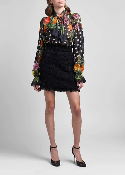 Shop Dolce & Gabbana Tweed Skirt In Black