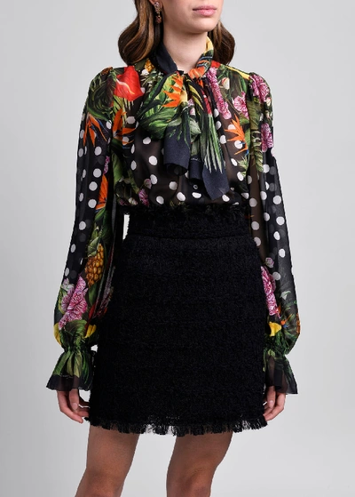 Shop Dolce & Gabbana Tweed Skirt In Black