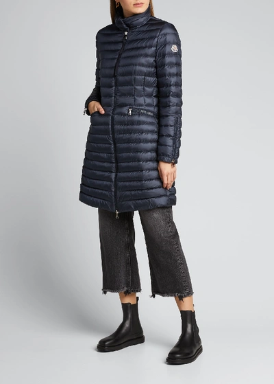 Shop Moncler Sable Channel-quilt Puffer Coat In Navy