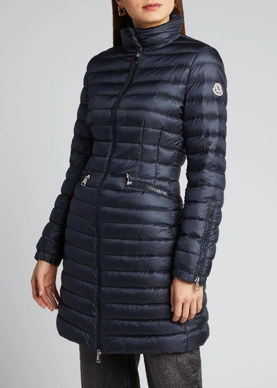 Shop Moncler Sable Channel-quilt Puffer Coat In Navy